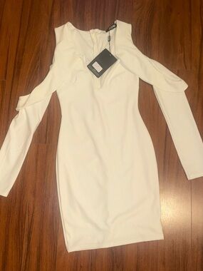 Missguided White Cold-Shoulder Mini Dress